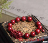 Red Cinnabar 10MM Beads Pixiu Bracelet Jade Hand Weaving Jewellery