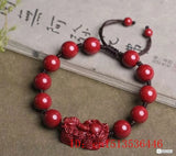 Red Cinnabar 10MM Beads Pixiu Bracelet Jade Hand Weaving Jewellery