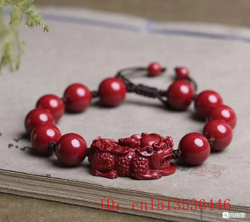 Red Cinnabar 10MM Beads Pixiu Bracelet Jade Hand Weaving Jewellery