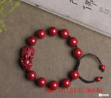 Red Cinnabar 10MM Beads Pixiu Bracelet Jade Hand Weaving Jewellery