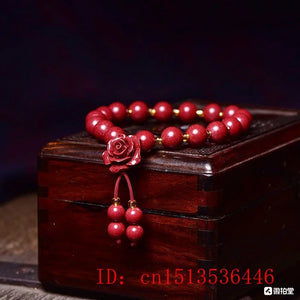 10MM Red Cinnabar Beads Bracelet Hand Woven Jade Round Jewelry Luck Amulet