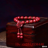 10MM Red Cinnabar Beads Bracelet Hand Woven Jade Round Jewelry Luck Amulet