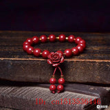 10MM Red Cinnabar Beads Bracelet Hand Woven Jade Round Jewelry Luck Amulet