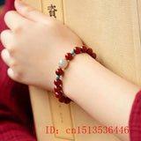 Natural Red Cinnabar 10mm Beads Bracelet Hand Weaving Luck Amulet