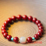 Natural Red Cinnabar 10mm Beads Bracelet Hand Weaving Luck Amulet