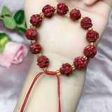Red Cinnabar Chinese Zodiac Beads Bracelet Hand Woven Jade Luck Amulet