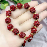 Red Cinnabar Chinese Zodiac Beads Bracelet Hand Woven Jade Luck Amulet