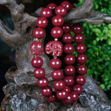 Red Cinnabar Fish Elephant Beads Bracelet Jade Luck Amulet