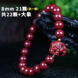 Red Cinnabar Fish Elephant Beads Bracelet Jade Luck Amulet