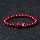 Red Cinnabar Fish Elephant Beads Bracelet Jade Luck Amulet