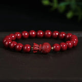 Red Cinnabar Fish Elephant Beads Bracelet Jade Luck Amulet