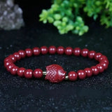 Red Cinnabar Fish Elephant Beads Bracelet Jade Luck Amulet