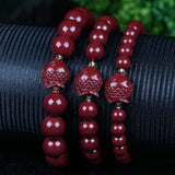 Red Cinnabar Fish Elephant Beads Bracelet Jade Luck Amulet