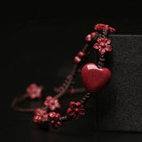 Red Cinnabar Love Flower Beads Bracelet Jade Hand Woven Luck Amulet