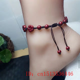 Red Cinnabar Rose Flower Beads Bracelet Hand Weaving Jewelry Luck Amulet
