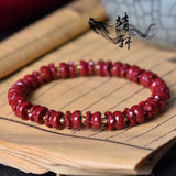 Red Cinnabar Campanula Flower Beads Bracelet Hand Weaving Luck Amulet