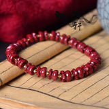 Red Cinnabar Campanula Flower Beads Bracelet Hand Weaving Luck Amulet