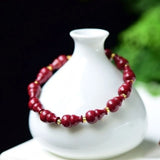 Red Cinnabar Gourd Beads Bracelet Jade Round Handweaving Jewelry Luck Amulet