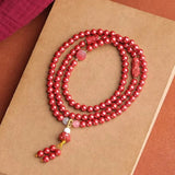 Natural Red Cinnabar 108 Beads Bracelet DIY Bangle Charm Jewellery
