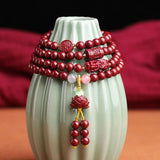 Natural Red Cinnabar 108 Beads Bracelet DIY Bangle Charm Jewellery
