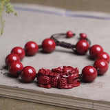 Organic Cinnabar Chinese Pixiu Bracelet Beads DIY Bangle Charm Jewellery