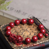 Organic Cinnabar Chinese Pixiu Bracelet Beads DIY Bangle Charm Jewellery