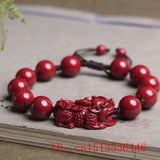 Organic Cinnabar Chinese Pixiu Bracelet Beads DIY Bangle Charm Jewellery