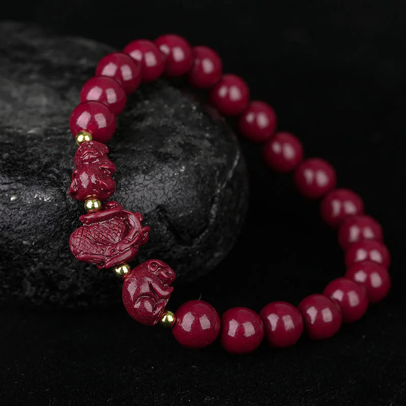 Organic Cinnabar Chinese Zodiac DIY Bracelet Charm Jewellery Gift