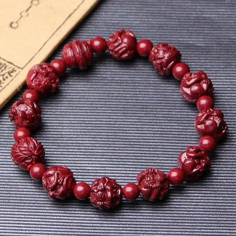 Natural Red Cinnabar Zodiac Bracelet Beads DIY Bangle Charm Gift
