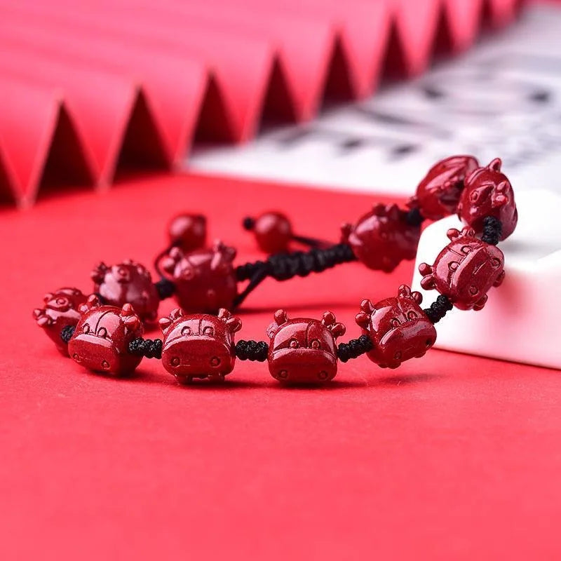 Red Cinnabar Chinese Zodiac Bracelet Beads DIY Bangle Charm Jewellery