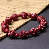Natural Red Cinnabar Zodiac Bracelet Beads DIY Bangle Charm Gift