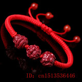 Natural Red Organic Cinnabar Chinese Zodiac Bracelet Beads