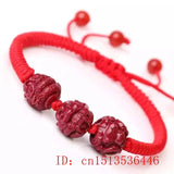 Natural Red Organic Cinnabar Chinese Zodiac Bracelet Beads