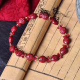 Organic Red Cinnabar Fish Beads Bracelet DIY Bangle