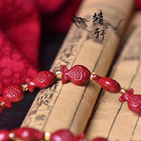 Organic Red Cinnabar Fish Beads Bracelet DIY Bangle