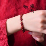Organic Red Cinnabar Fish Beads Bracelet DIY Bangle