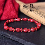 Organic Red Cinnabar Fish Beads Bracelet DIY Bangle
