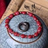 Organic Red Cinnabar Fish Beads Bracelet DIY Bangle