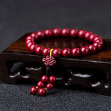 Red Organic Cinnabar Flower Elephant Bracelet - DIY Bangle Charm Jewelry