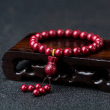 Red Organic Cinnabar Flower Elephant Bracelet - DIY Bangle Charm Jewelry