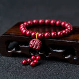 Red Organic Cinnabar Flower Elephant Bracelet - DIY Bangle Charm Jewelry