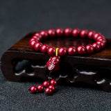 Red Organic Cinnabar Flower Elephant Bracelet - DIY Bangle Charm Jewelry