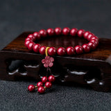 Red Organic Cinnabar Flower Elephant Bracelet - DIY Bangle Charm Jewelry