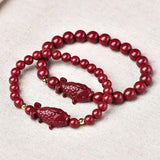 Natural Red Organic Cinnabar Goldfish Bracelet DIY Bangle Charm Gift
