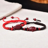 Natural Red Organic Cinnabar Goldfish Bracelet DIY Bangle Charm Gift