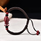 Natural Red Organic Cinnabar Goldfish Bracelet DIY Bangle Charm Gift