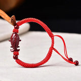 Natural Red Organic Cinnabar Goldfish Bracelet DIY Bangle Charm Gift
