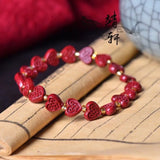 Red Organic Cinnabar Love Beads Bracelet Charm Jewellery