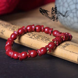 Red Cinnabar Magnolia Flower Bracelet - Organic & Natural Charm Jewelry