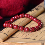 Red Cinnabar Magnolia Flower Bracelet - Organic & Natural Charm Jewelry